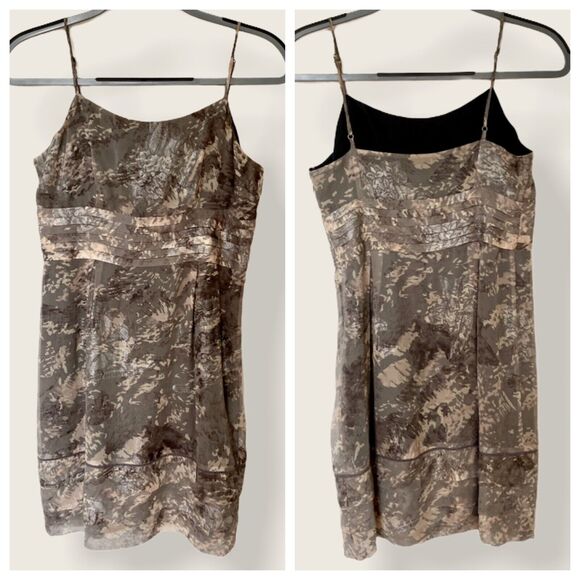 Juicy Couture Floral Shimmer Camo Spaghetti Strap Empire High Waist Dress 4 - Picture 2 of 9